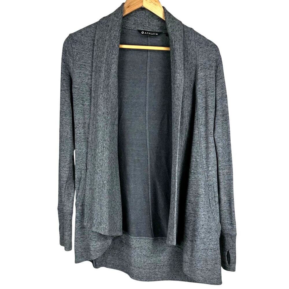 Athleta Pranayama Wrap Jacket Cover Up Gray Cardigan Size XXS EUC French Terry